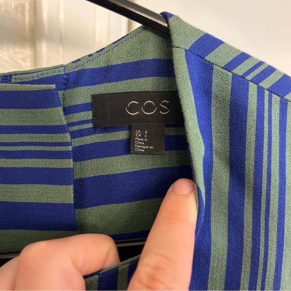 COS Blue Green Striped Sleeveless A-Line Dress Size US 6 - Picture 13 of 14